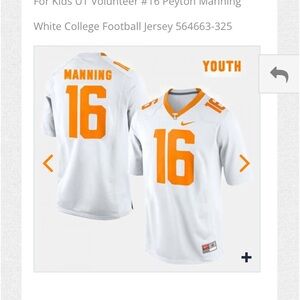Peyton Manning Tennessee football jersey, white, youth medium (10-12)